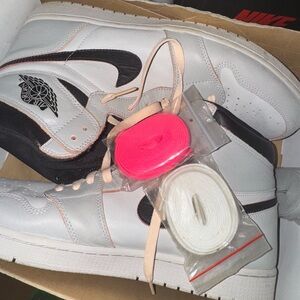 Nike Air Jordan 1 High SB NYC to Paris Sneakers with Pink and White Laces